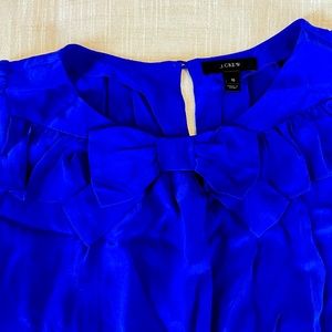 JCREW silky blouse with bow and ruffle